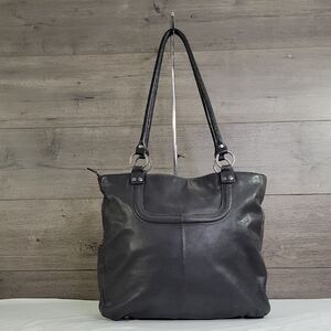 Large Hobo International Gray Leather Tote Shoulder Bag